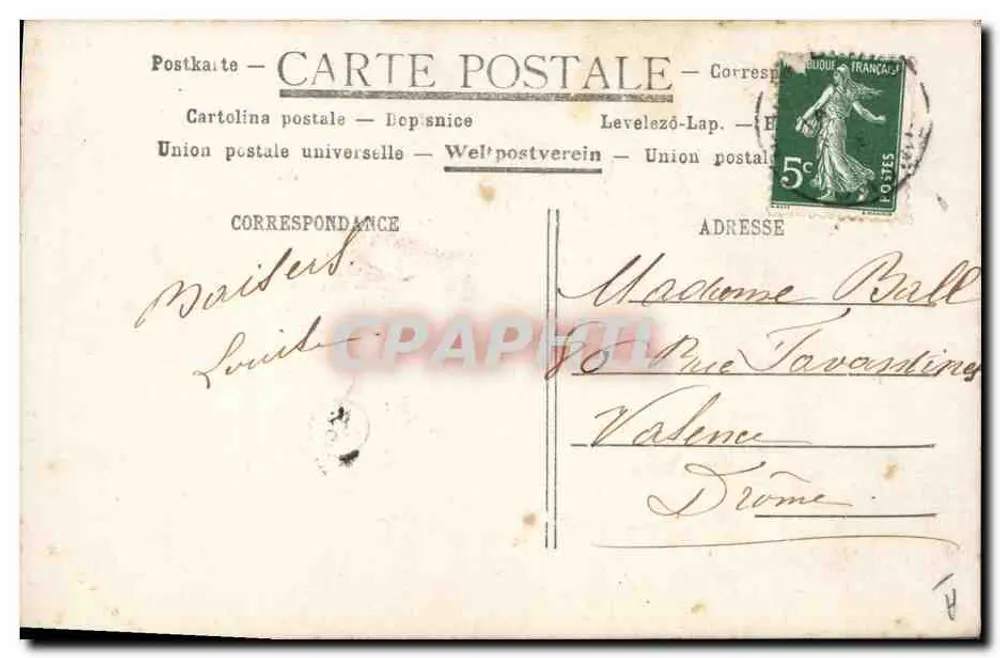 Martha de Villèle — Frauenporträt in einem rosa Kleid — Verlag: Martha de Villèle, n° 0515 - Rückseite