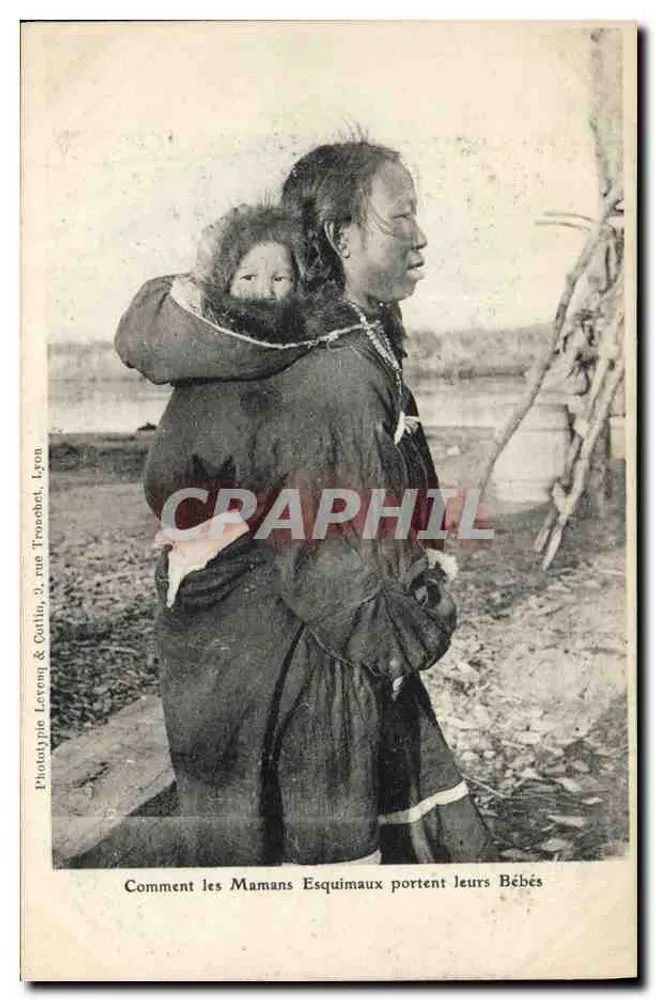 Esquimaux-Mütter, die ihre Babys tragen — Phototypie Lavenq & Cullin, Lyon - Vorderseite