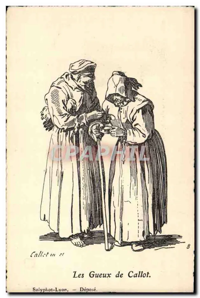 Die Bettler von Callot — Kupferstich von Callot — veröffentlicht von Solyphot-Lyon, Nr. 8 - Vorderseite