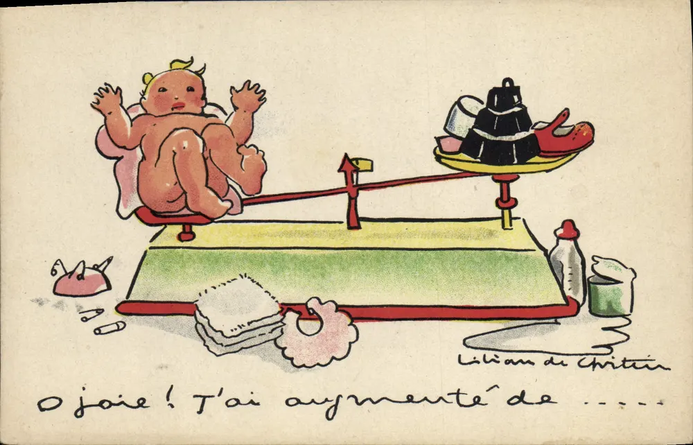 Baby auf einer Waage — Humor — Lilian de Chiten, n° 9090 - Vorderseite