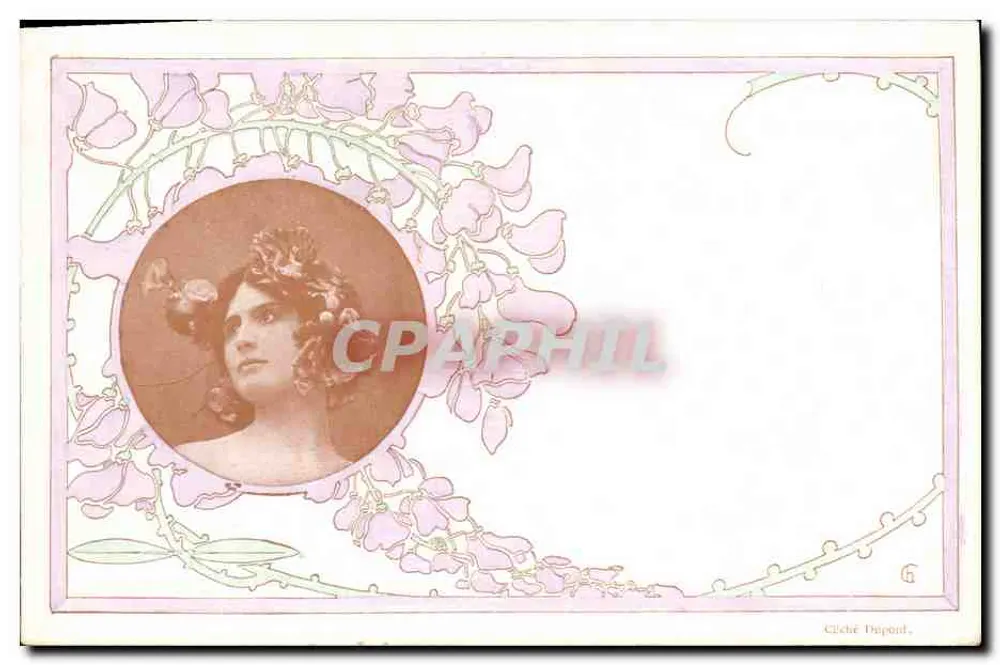Junge Frau — Halbfigur in Blumenrahmen — Cléché Dupond, n°6 - Vorderseite