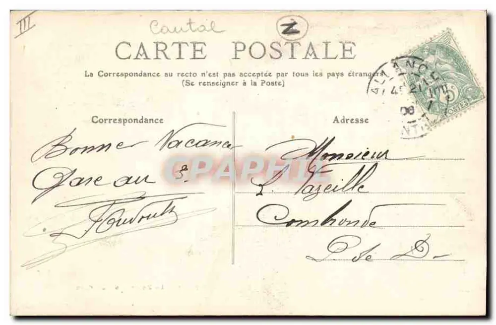 A Bourrée d'Auvergne — cena de café — M. T. I.L. n°2052 - Verso