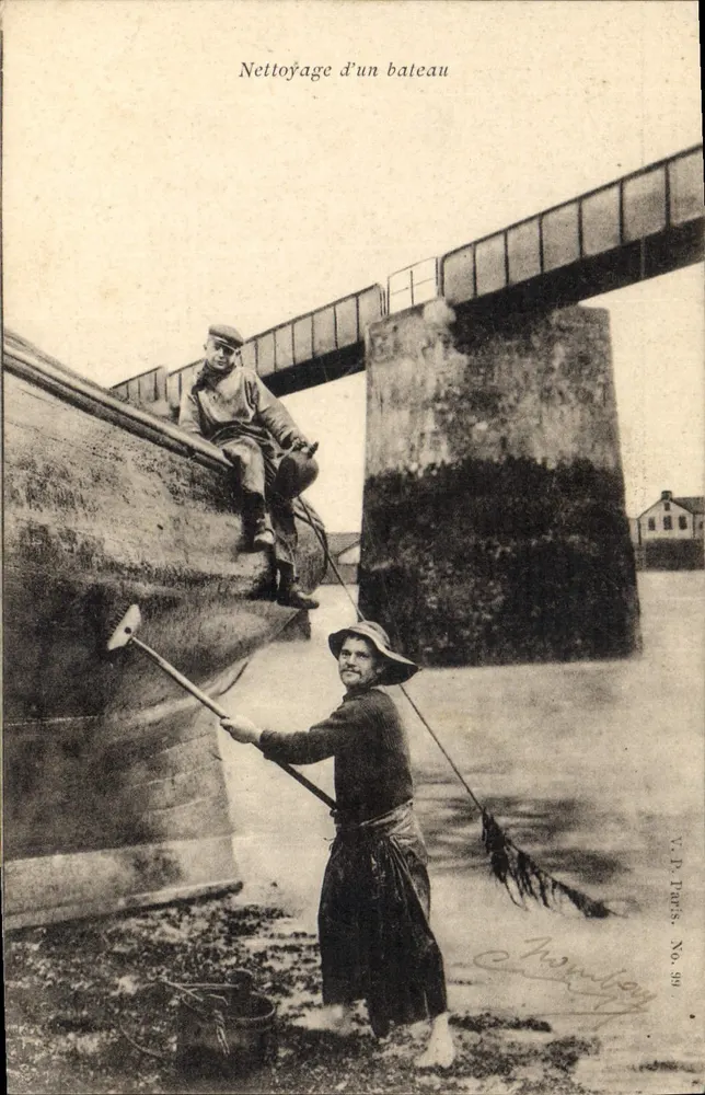Limpeza de um barco — Moulinay, No. 99 — V.A.P. Paris - Frente