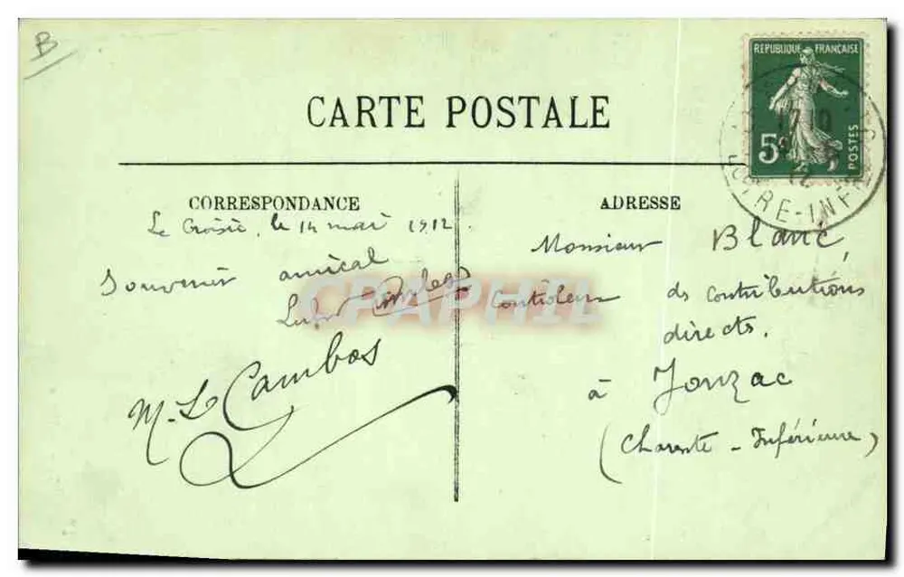 Tipo de Marin — LL, n° 3018 - Verso