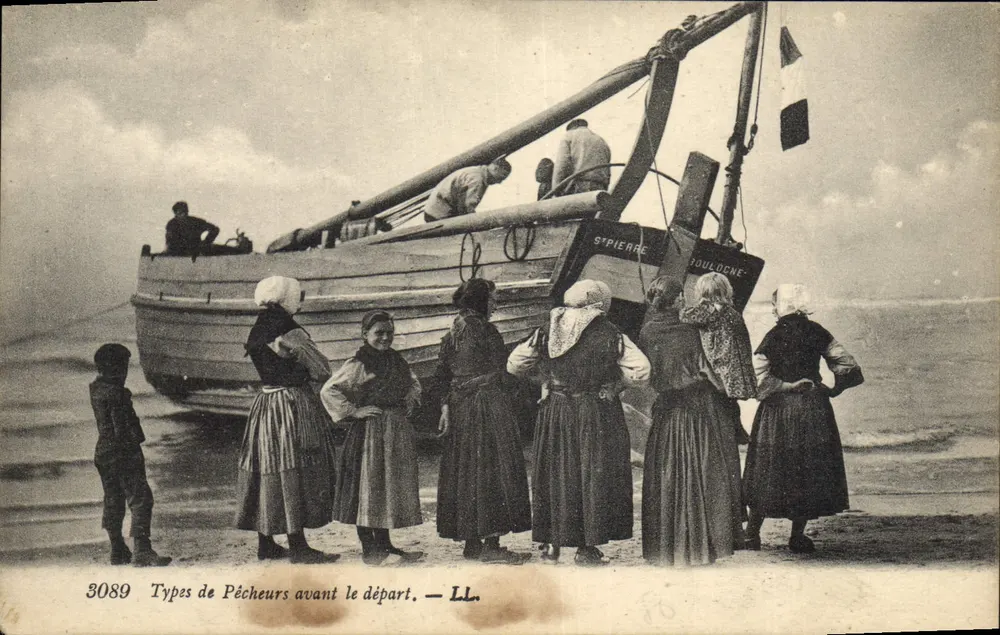 Pescadores antes da saída — Saint-Pierre-sur-Mer — LL, n° 3089 - Frente
