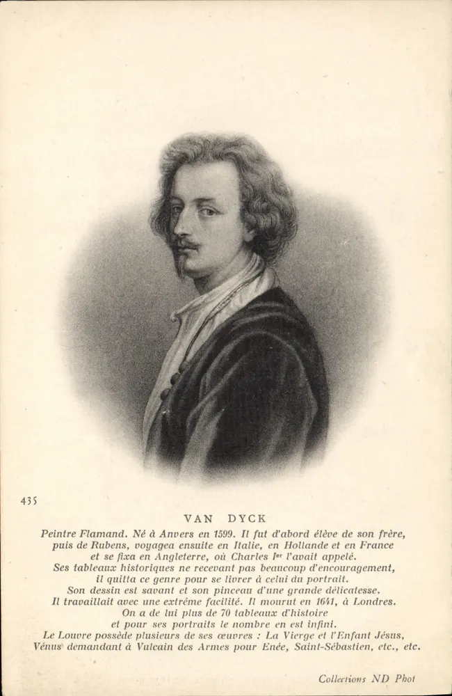 Van Dyck — Pintor flamengo, retrato gravado — Collections ND Phot, n° 435 - Frente