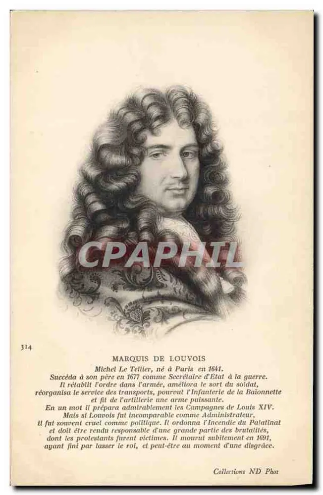 Marquis de Louvois — ritratto inciso — Collezioni ND Phot, n° 314 - Recto
