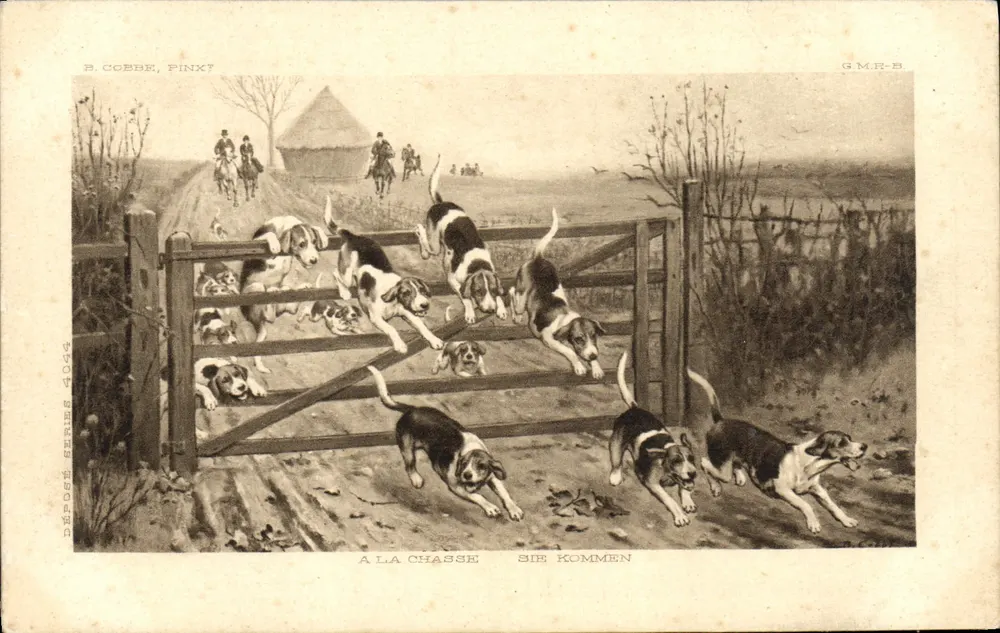 Caça aos beagles — B. Cobbe, Pinkt — Série 4034 - Frente
