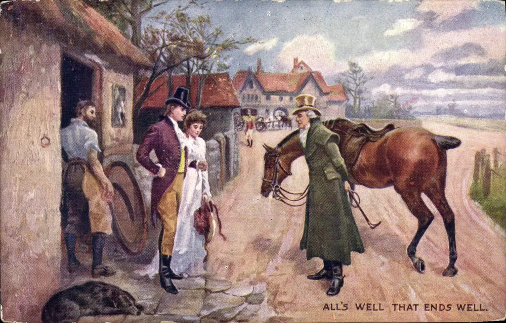 Dorfszene — 'ALL'S WELL THAT ENDS WELL' — Tuck & Sons, n° 9649 - Vorderseite