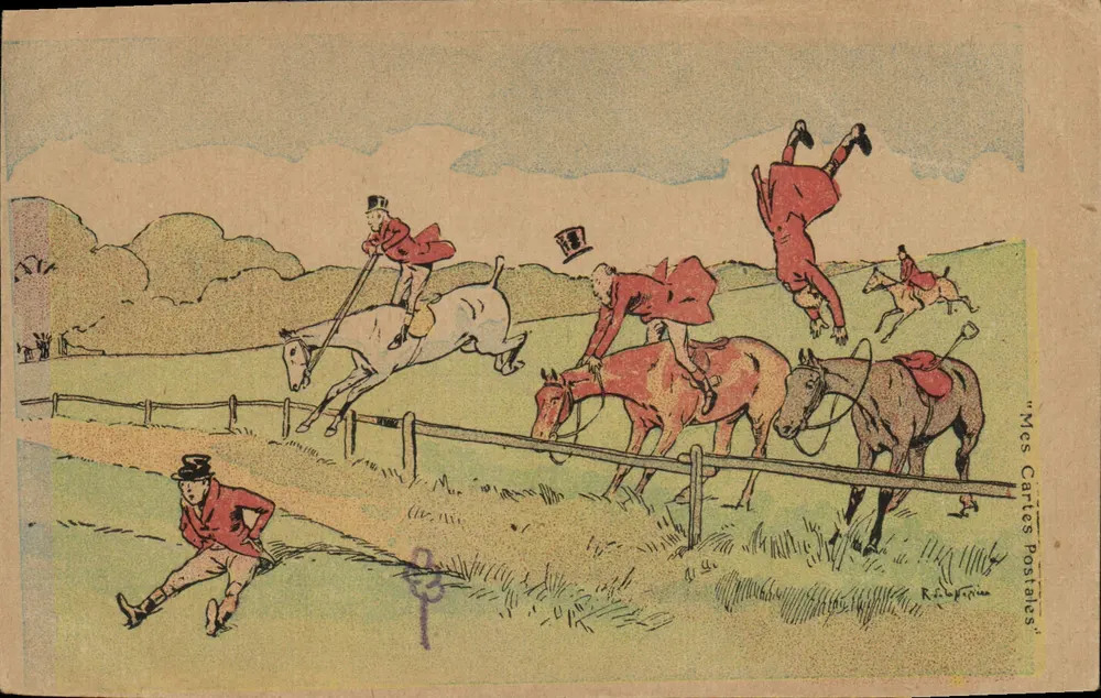 Caccia a cavallo — salto ostacoli — 'Le mie Cartoline Postali' n° 134 - Recto