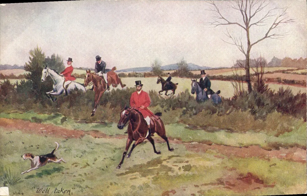 Caccia al cinghiale — cavalieri e cane — editore non identificato - Recto