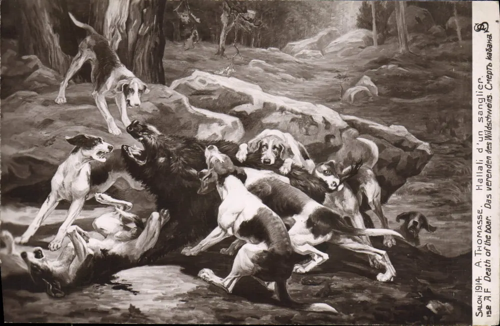 Wolfjagd — Totenszene — A. Thomasse, Salon 1914, n°152 - Vorderseite