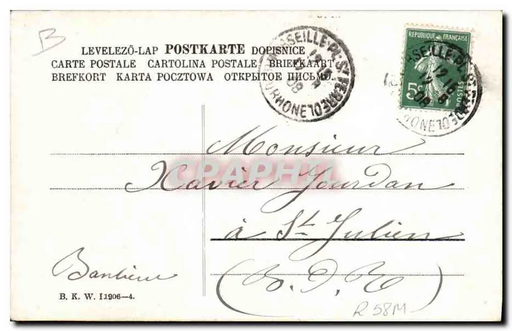 Caça à cavalo em Marselha — 12 de agosto de 1908 — editor não identificado - Verso