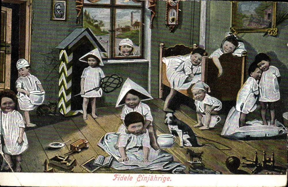 Enfants d'un an — scène de chambre — éditeur Fidele Einjährige - Anverso