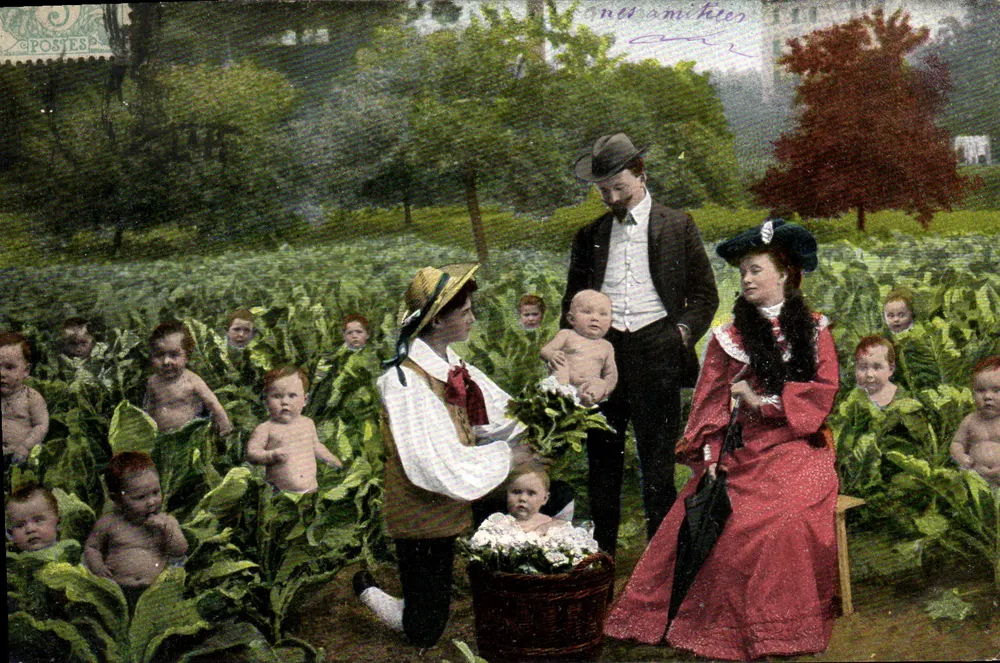 Família e crianças em um jardim — série 340 - Frente