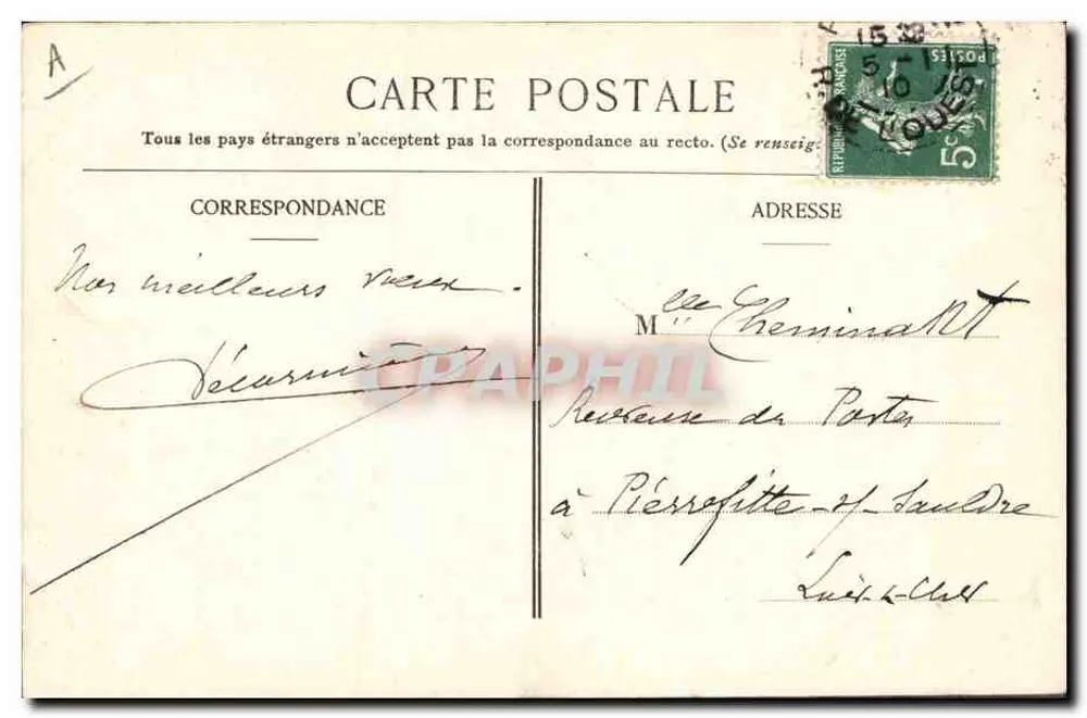 Retrato de homem com traje da época — Coleção artística do Champagne oxygène — Paul Couvreur & Fils, 4, Rue Jeanson à Ay - Verso