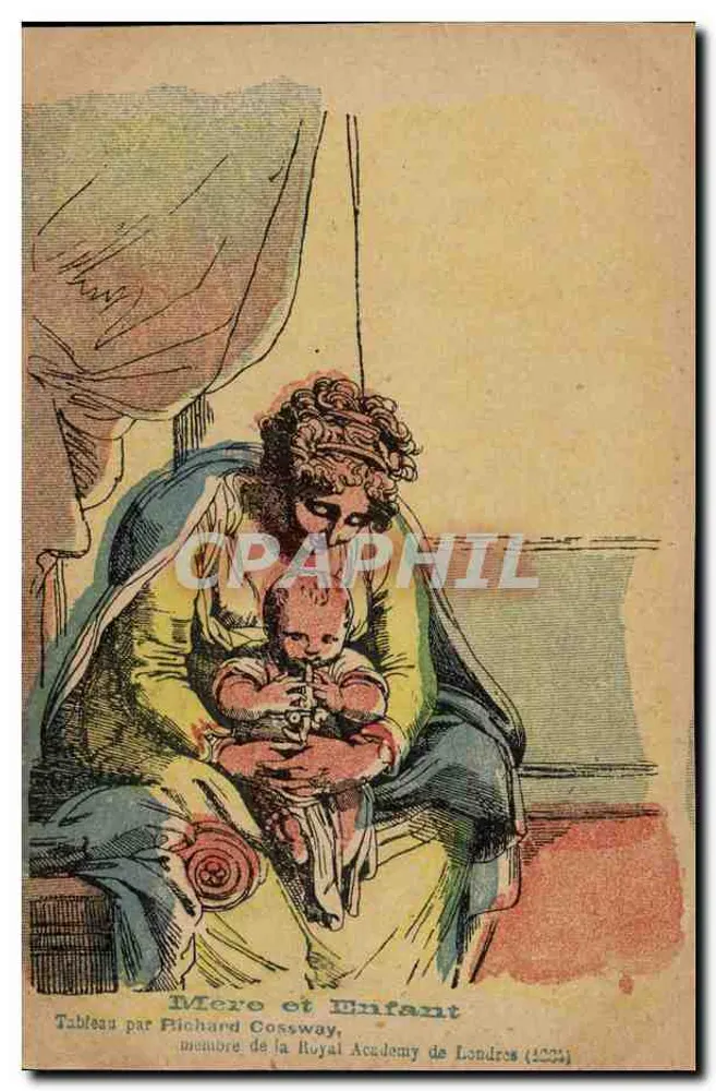 Mutter und Kind — Gemälde von Richard Cossway, Mitglied der Royal Academy von London (1834) - Vorderseite