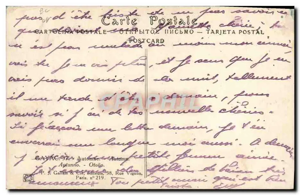Junge Frau mit roten Haaren — Portrait — P. J. Gallais & Cie, Paris, n°219 - Rückseite