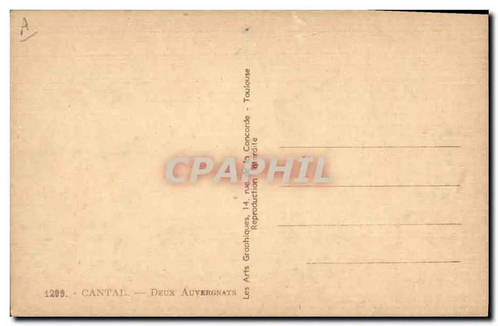 Zwei Auvergnats — Cantal — Les Arts Graphiques, 14, rue de la Concarde - Toulouse - Rückseite