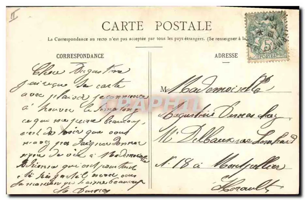Jovens Auvergnatas — 371 — Lib. Boug-Béal, 21 Rue de l’Ecu, Clermont-Ferrand - Verso
