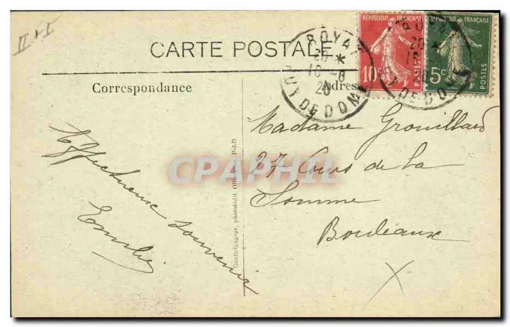 Duas mulheres e um homem na Auvergne — G.d'O. — 1018 — editor G.d'O. - Verso