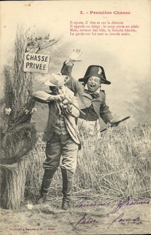 Privatjagd — Erste Jagd — Phototypie A. Barvoret et Cie — Nancy - Vorderseite
