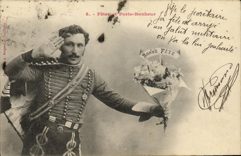 Militärsoldat — Feste und Glückwünsche — Fotograf A. Bergeret et Cie, Nancy - Vorderseite