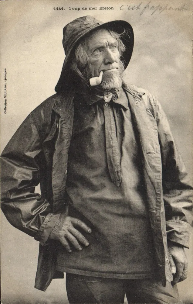 Loup de mer Breton — portret pływaka bretońskiego — kolekcja VILLALAU, Quimper, nr 1441 - Awers