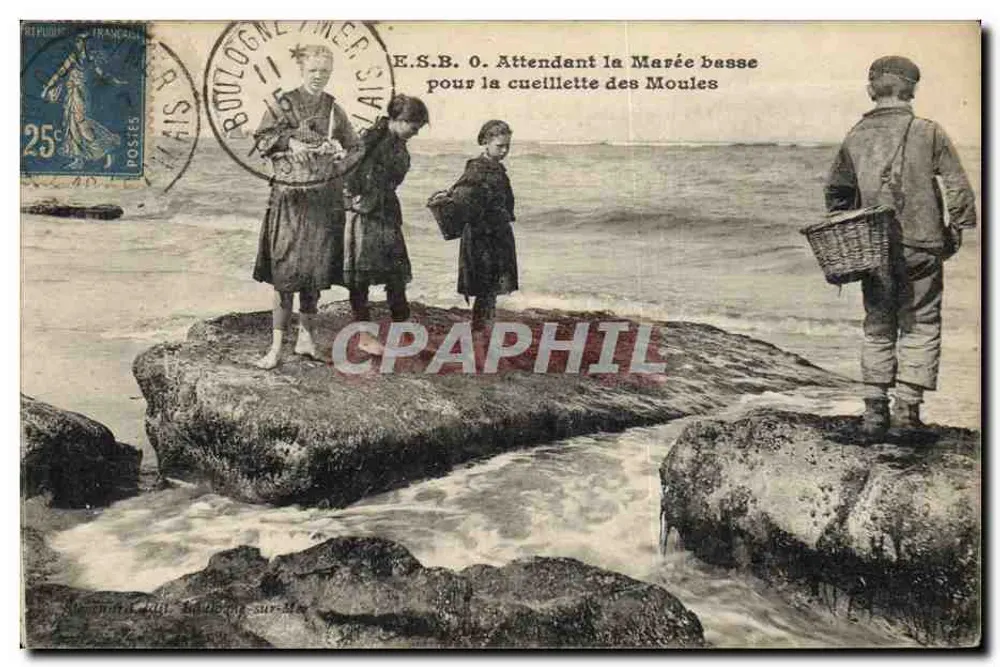 Boulogne-sur-Mer — Auf die Ebbe warten, um Miesmuscheln zu sammeln — E.S.B. 0 - Vorderseite