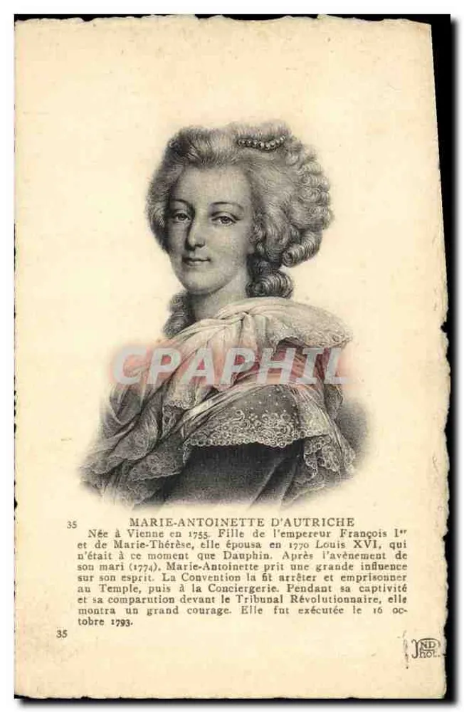 Marie-Antoinette da Áustria — Retrato — Neurdein Frères, Imp. Créte, Paris - Frente