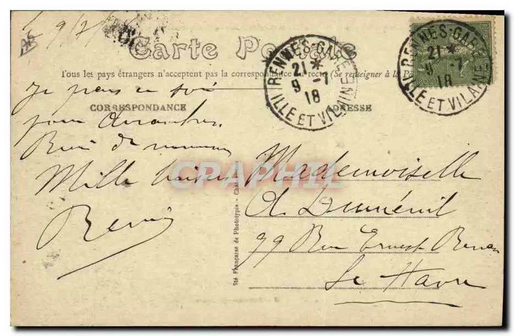 Rennes — Militärkrankenhaus Nr. 1 (Krieg 1914-15-16-17) — Verlag Mary-Roussière, Rennes - Rückseite