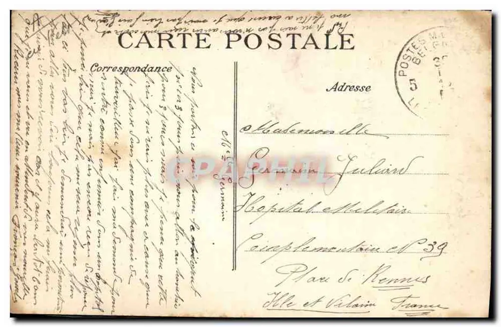 Englische Sanitäterinnen, die einen Verletzten versorgen — E. LE DELEY, Drucker, Paris. Cliché Chusseau, Flavien - Rückseite