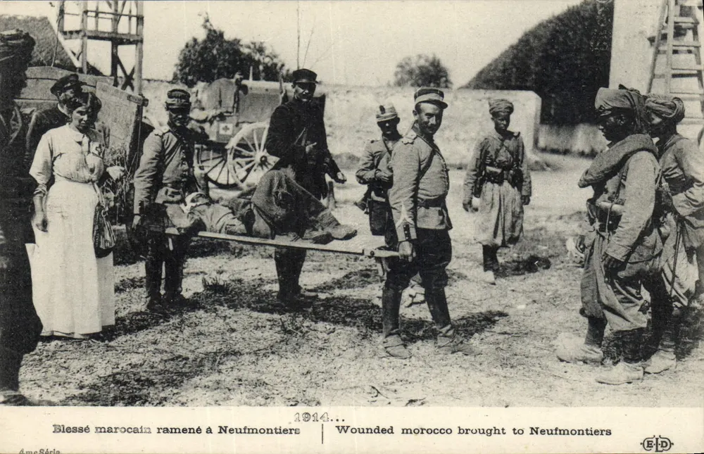 Verwundeter marokkanischer Soldat nach Neufmontiers gebracht — 1914 — Ausgabe E.P.D. - Vorderseite
