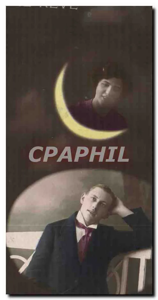 Porträt eines Mannes und einer Frau unter dem Mond — unbekannter Verlag, Seriennummer nicht sichtbar - Vorderseite
