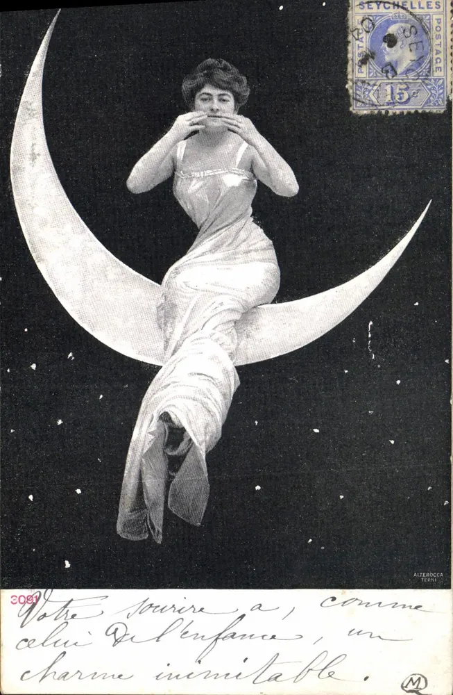Frau sitzt auf dem Mond — Verlag ALTEROCCO TERNI — Nr. 3021 - Vorderseite