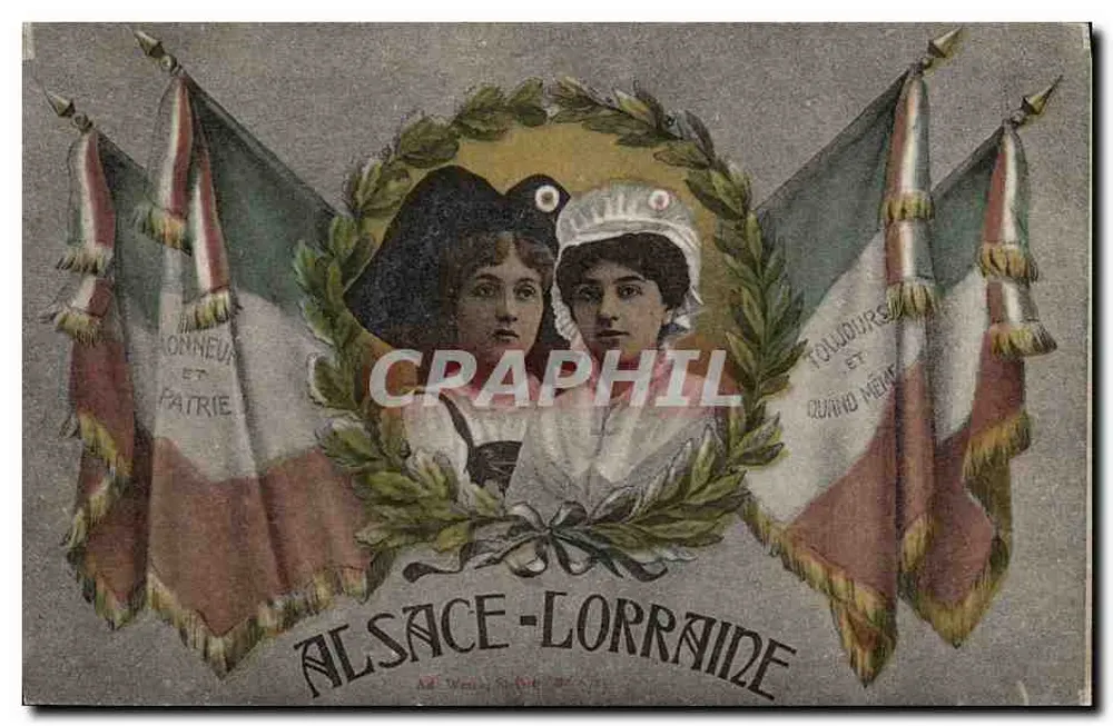 Duas jovens mulheres — Alsace-Lorraine — editor Fournier & C° Dijon - Frente