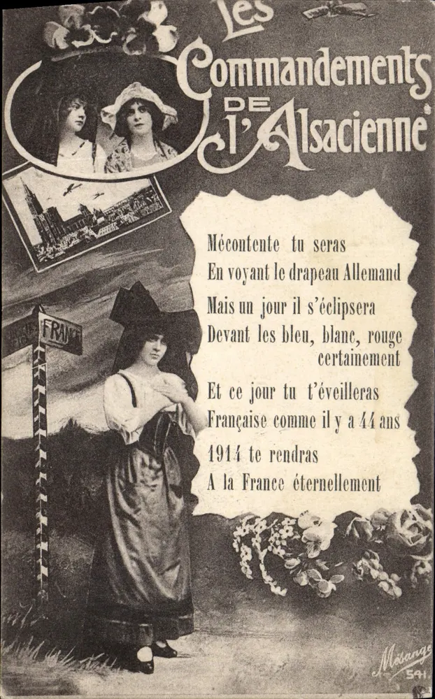 Os Mandamentos da Alsaciana — poema patriótico — editor Moëange, n°541 - Frente