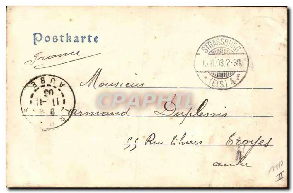 Scena życia z Alzacji — Gruss aus dem Elsass — Souvenir d'Alsace — wydawca nieznany - Rewers