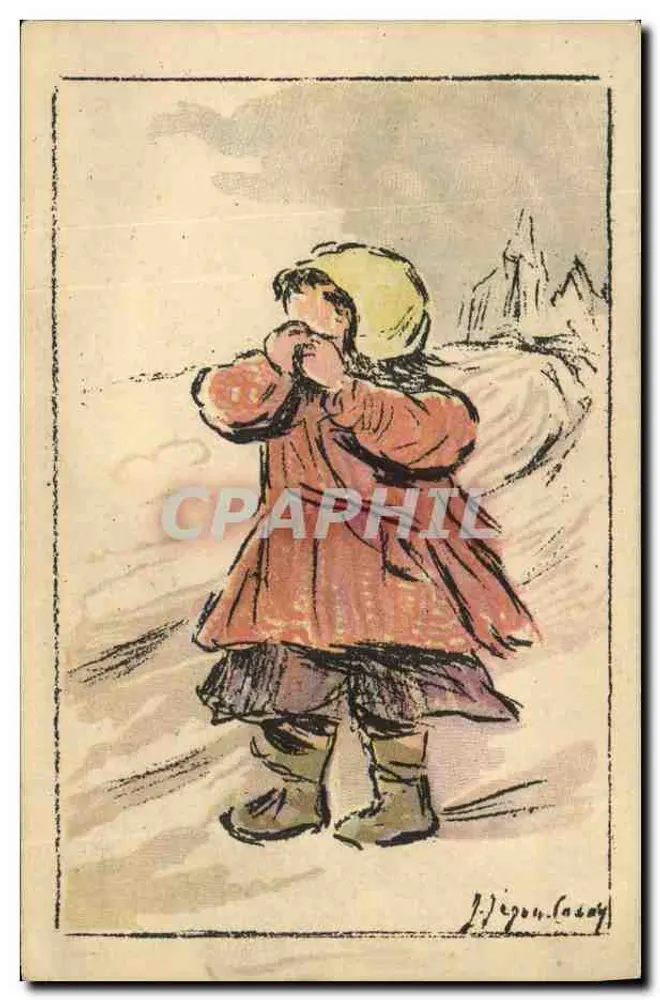 Kind im Schnee — J. Jigou (Cassay) — Orphelinat der Armee - Vorderseite