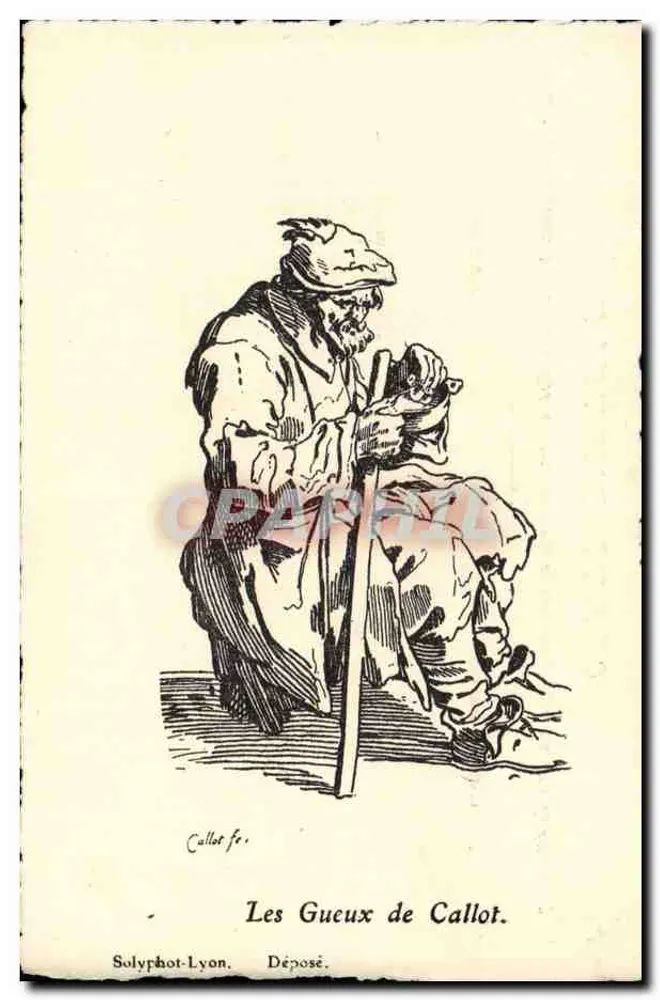 Die Bettler von Callot — Kupferstich von Callot — Solyphot-Lyon, Eintragung. - Vorderseite