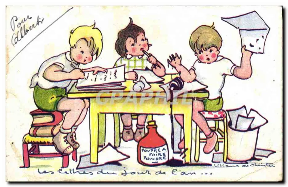 Kinder am Tisch — Pulver zum Eierlegen — Edition Bellecour Lyon - Vorderseite