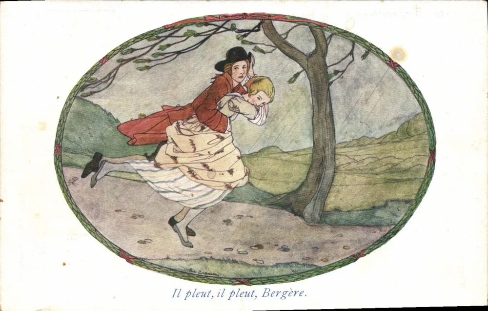 Es regnet, es regnet, Bergère — Regenszene unter einem Baum, Verlag W. de Linaan, Serie 137 - Vorderseite