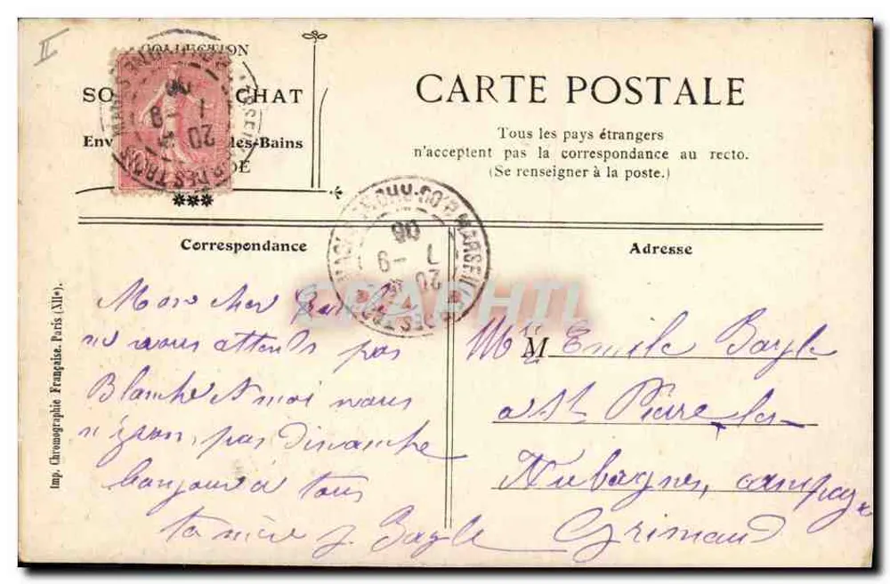 Navio a vapor em Genebra — vista do castelo — editor C.B. (n° 6) - Verso
