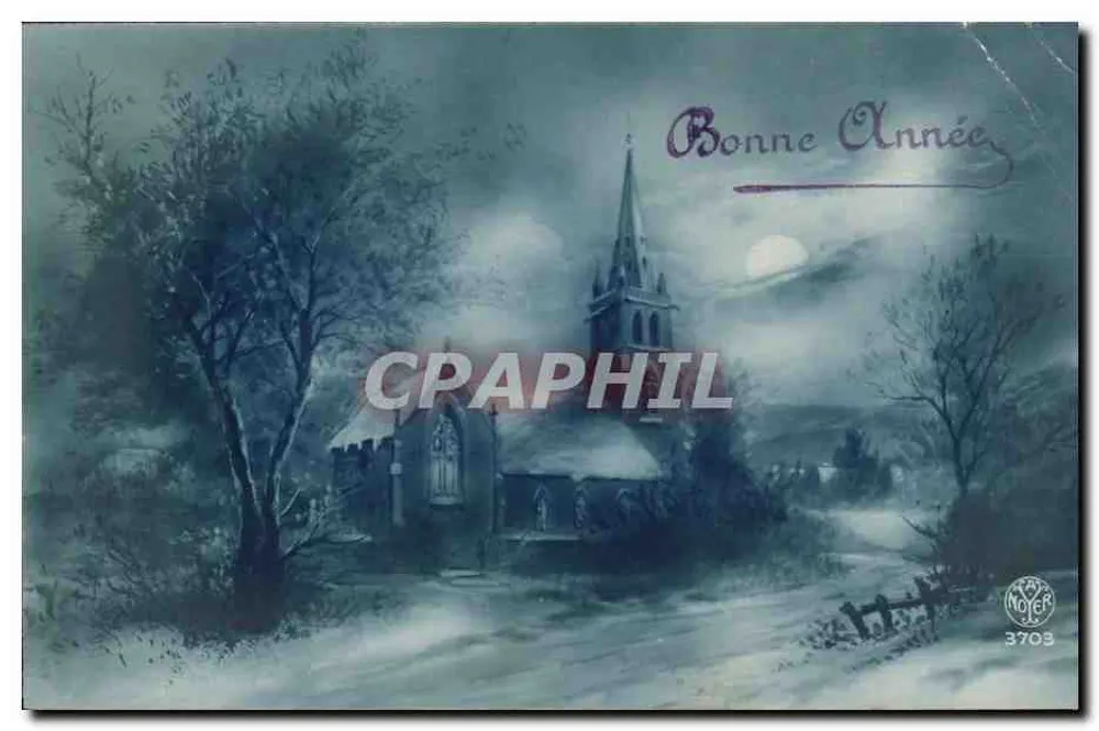Église sous la neige — scène hivernale — éditeur NOYER n° 3703 - Vorderseite