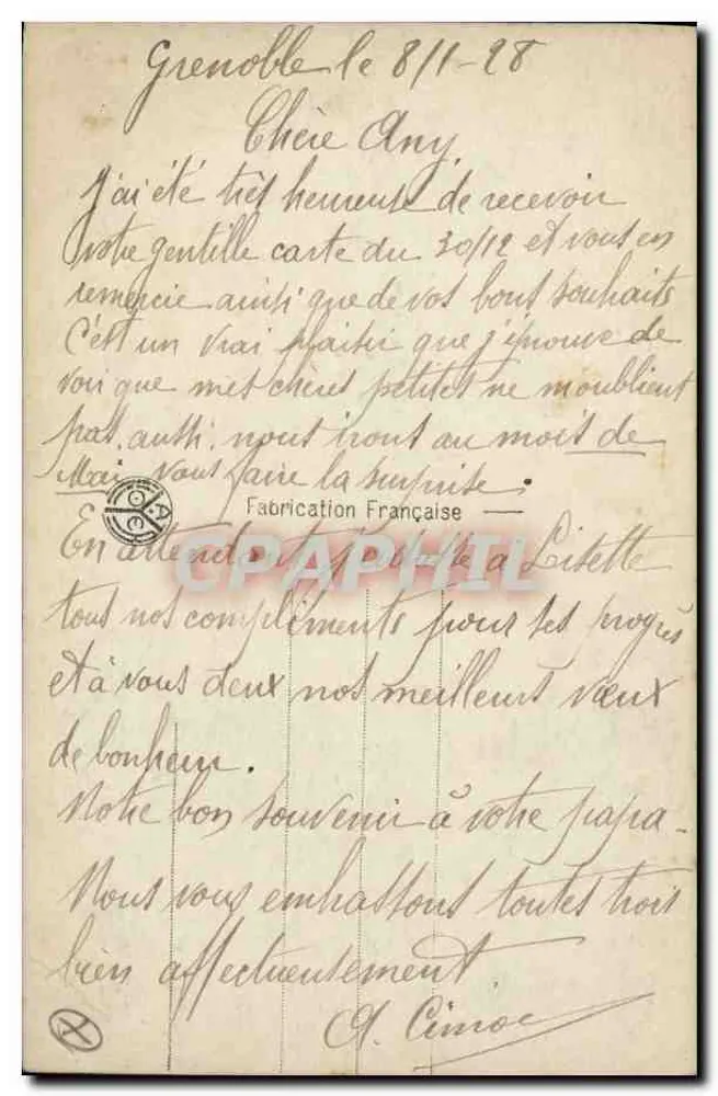 Église sous la neige — scène hivernale — éditeur NOYER n° 3703 - Rückseite
