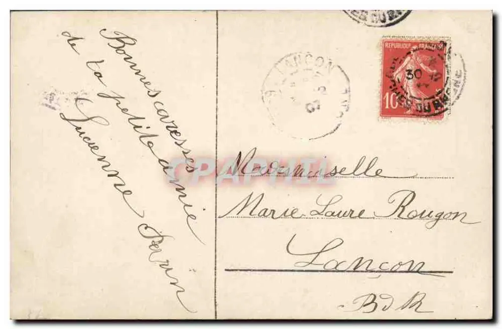 Mädchen auf dem Halbmond — fantastische Szene — AE 2433/4 - Rückseite