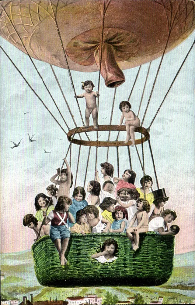 Niños en un globo aerostático — editor Weltpostverein, serie 326 - Anverso