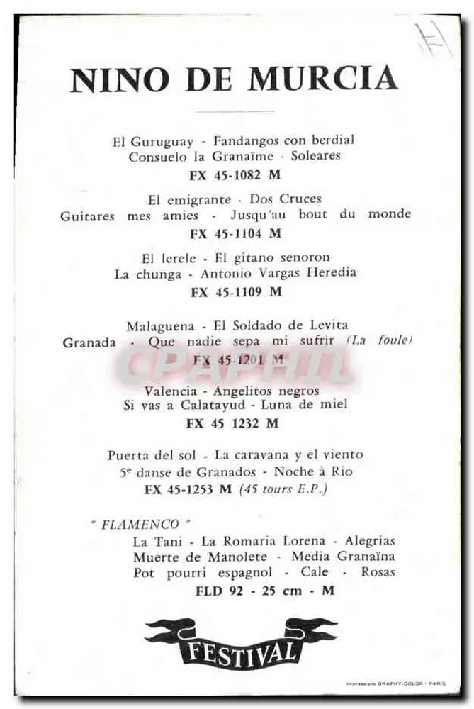 Nino de Murcia — Festival Disques — editora Festival Disques - Verso