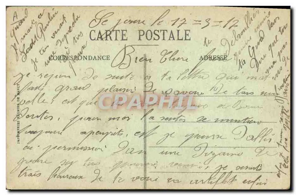 Junge elsässische Mädchen in ihrem Nationalkostüm — Edition E. Mayer, 49, faub. de France, Belfort - Rückseite