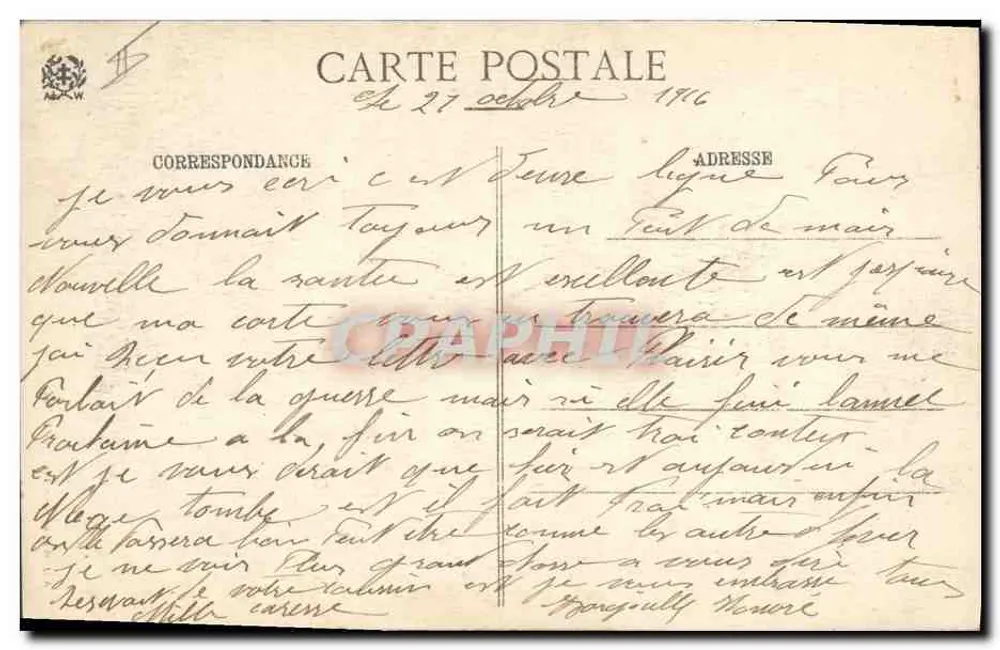 Três mulheres em trajes simbólicos — Nosso Ideal — Ad. Welek, Saint-Dié, n° 6726 - Verso